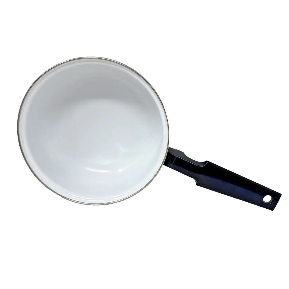 VTG West Bend Le Provencal Enamelware 2 Qt Sauce Pan w/ Lid Brown Spade Mushroom